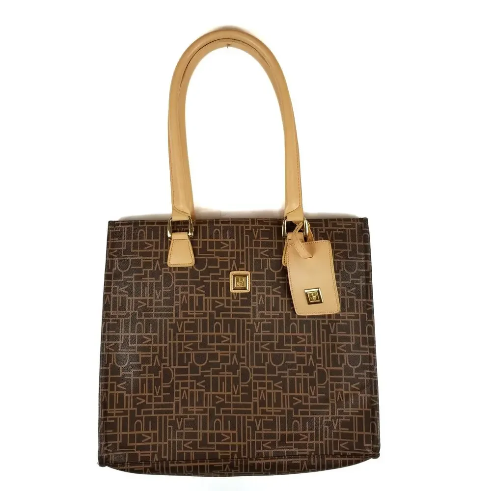 Diane Von Furstenberg Canvas Coated Brown Logo Signature Tote Bag